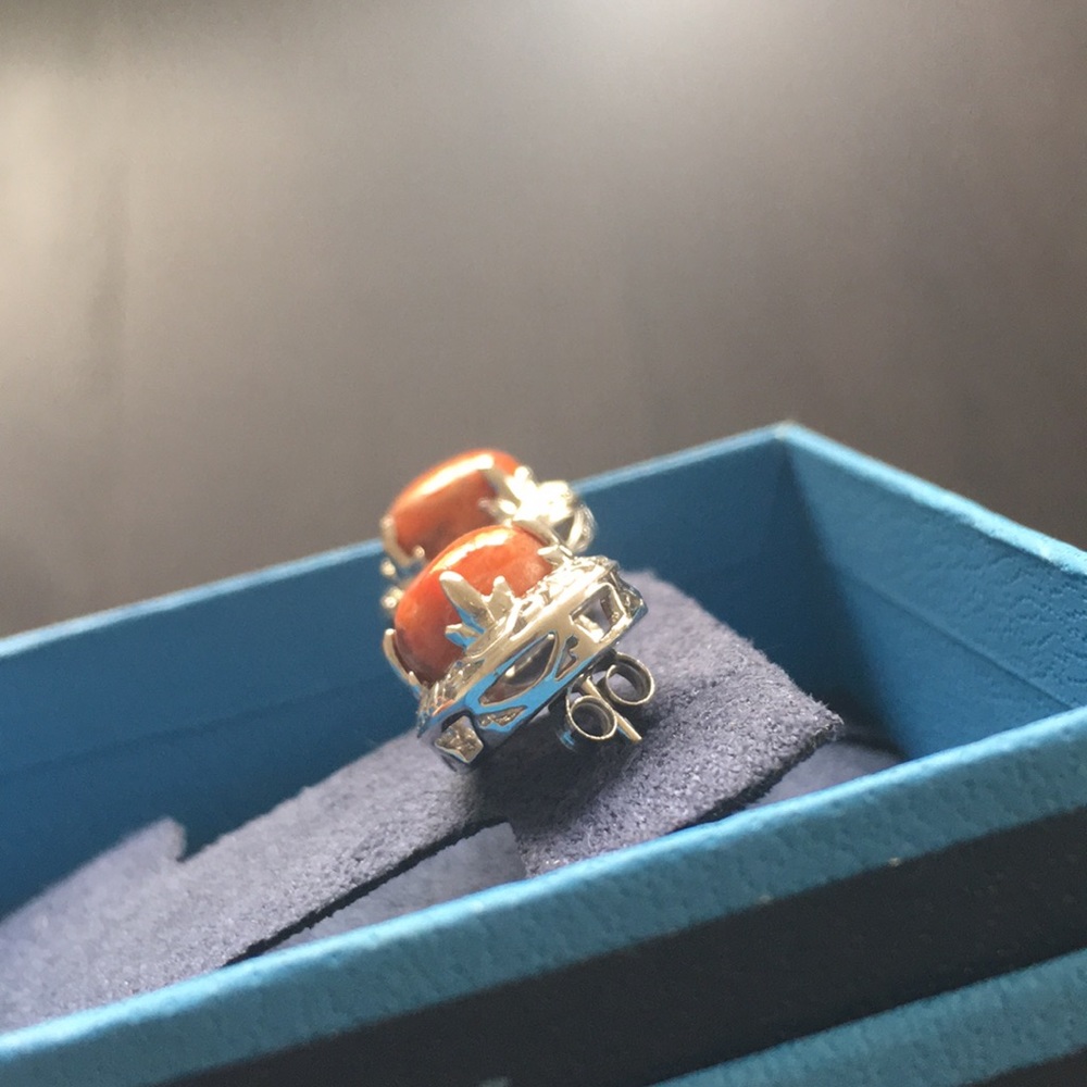 .925 sterling silver Orange gemstone earrings - Picture 3 of 8